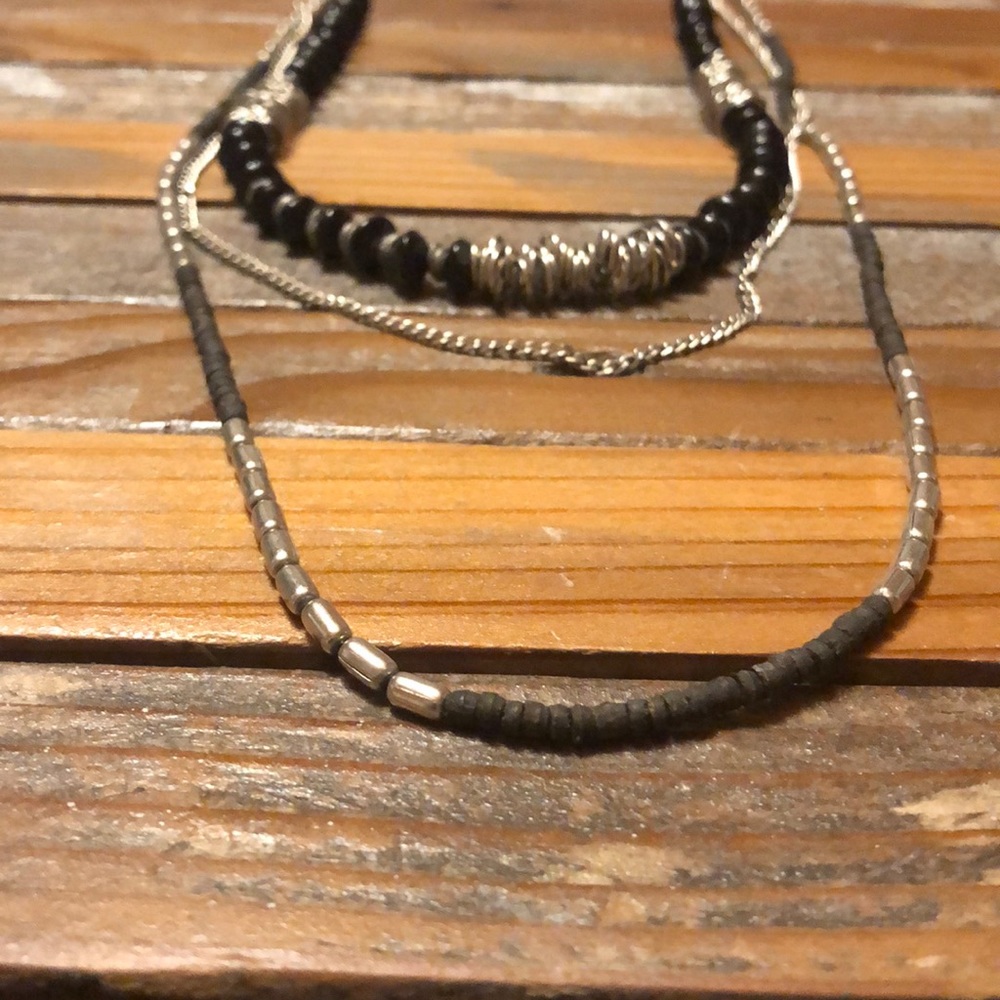 Layered black necklace